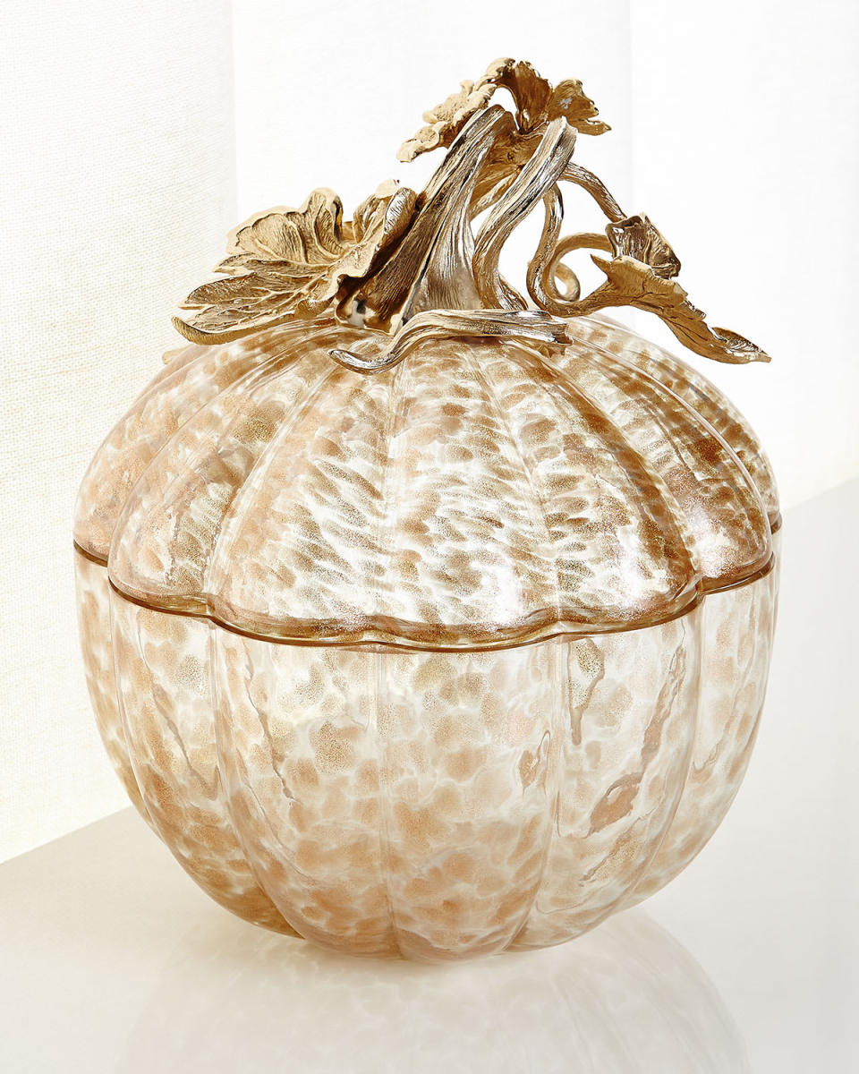 Large Leaf and Vine Gilded Glass Jar